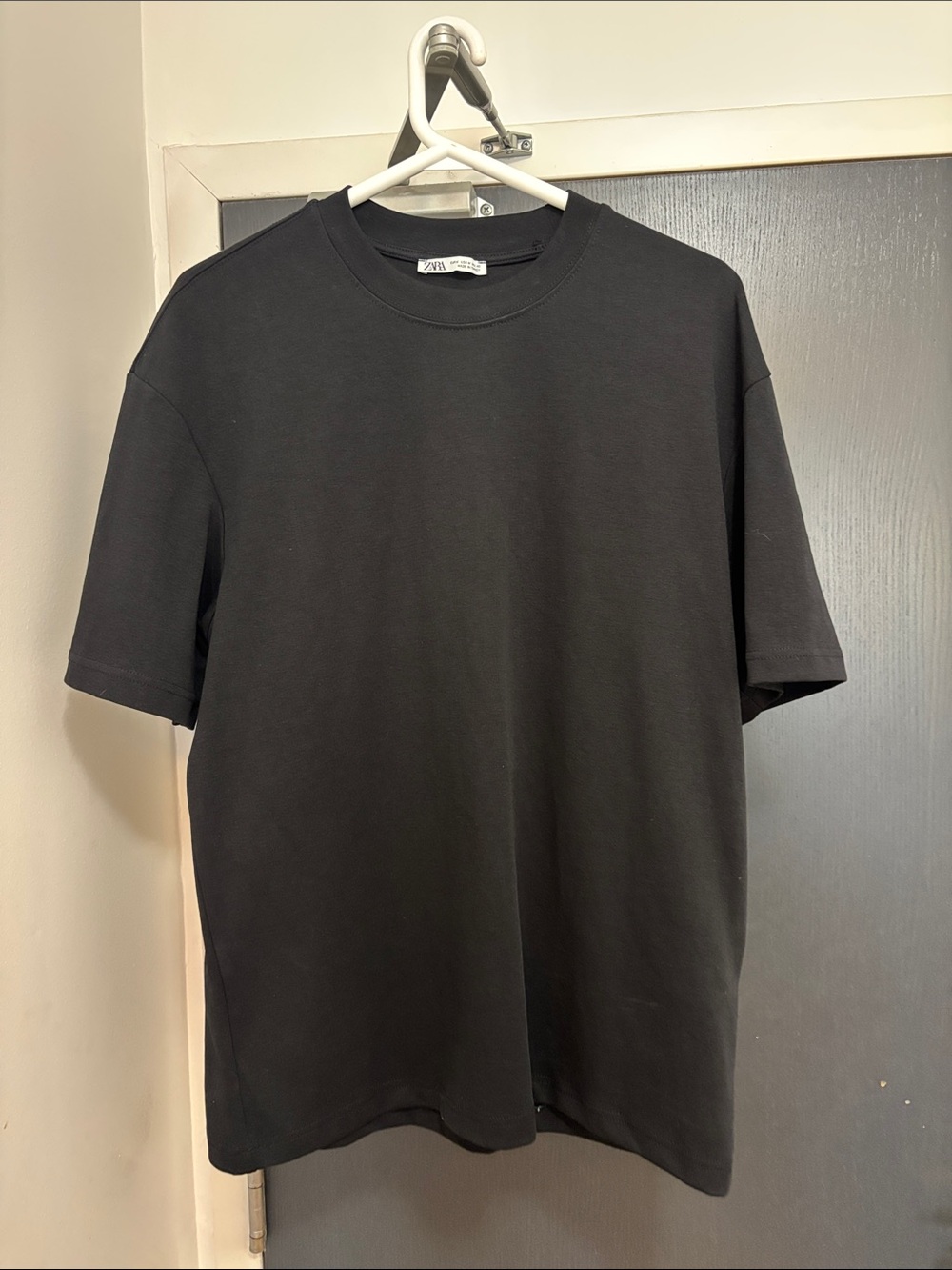 Zara Oversized Black Crew Neck Short Sleeve Tee